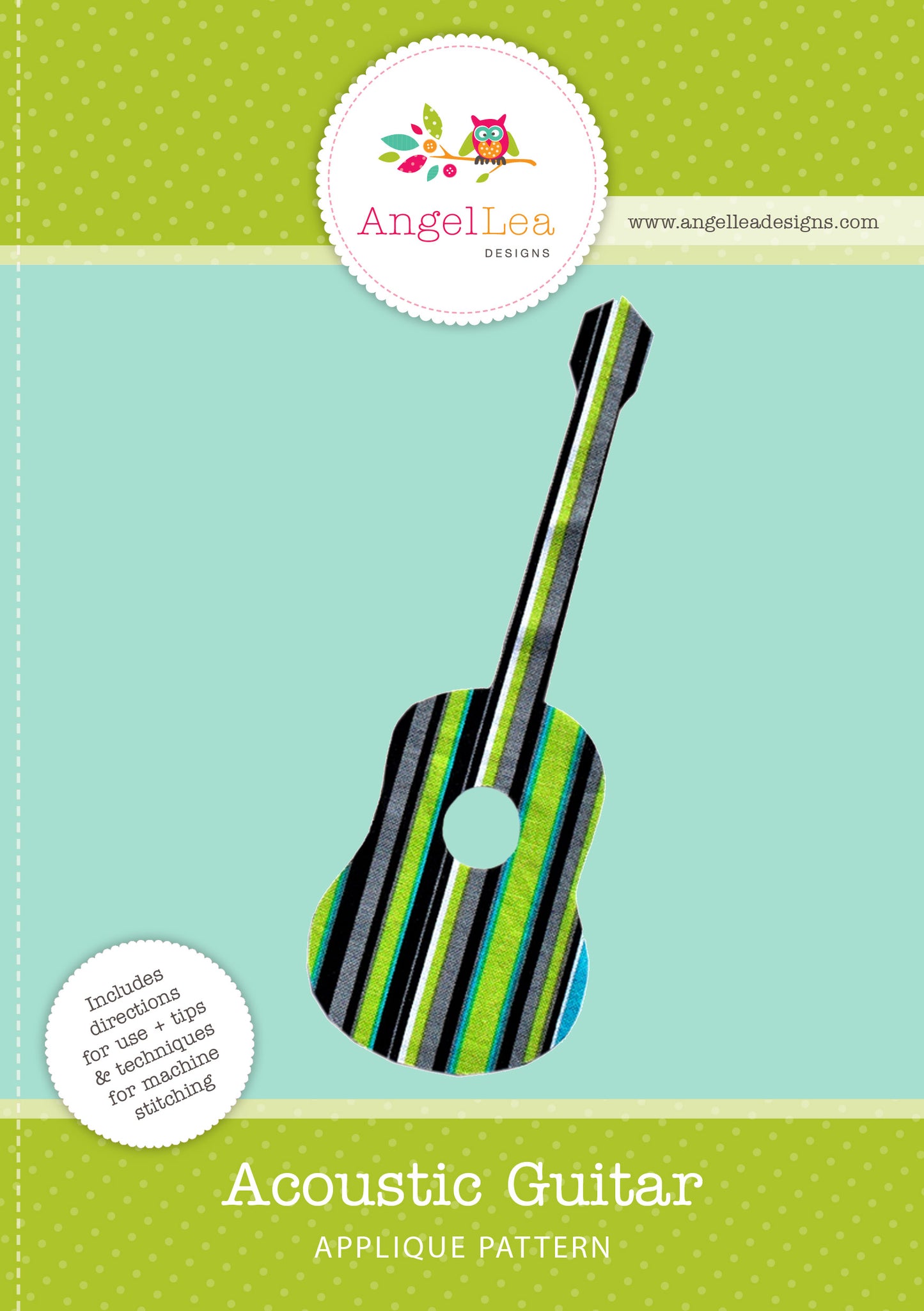 Acoustic Guitar PDF Applique Template