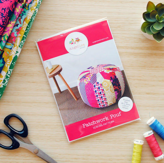 Patchwork Pouf Sewing Pattern - HARD COPY